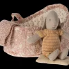 Cheap Maileg Bunny in carry cot, Micro - Yellow/Dark powder