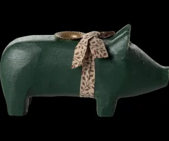 Discount Maileg Candle holder, Medium pig - Dark green