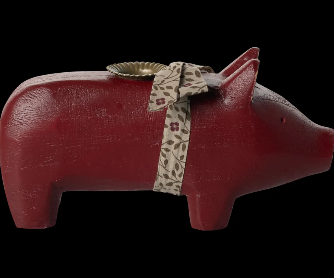 Cheap Maileg Candle holder, Medium pig - Red