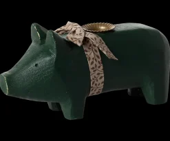 Discount Maileg Candle holder, Medium pig - Dark green