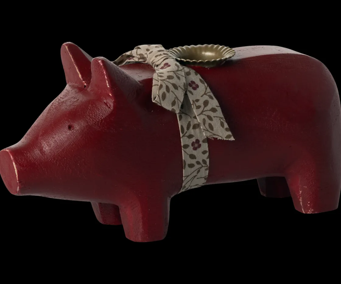 Cheap Maileg Candle holder, Medium pig - Red