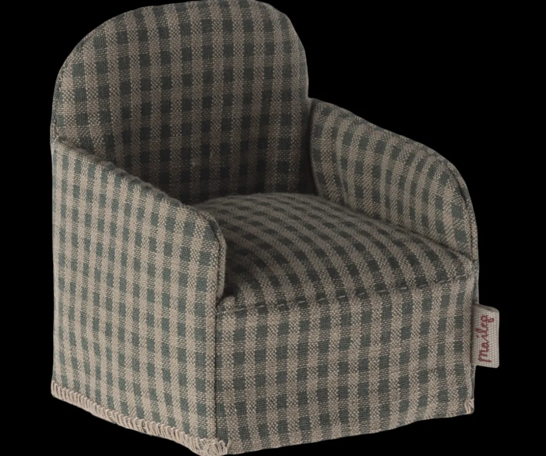 Best Maileg Chair, Mouse - Green checker