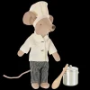 Store Maileg Chef mouse w. soup pot and spoon