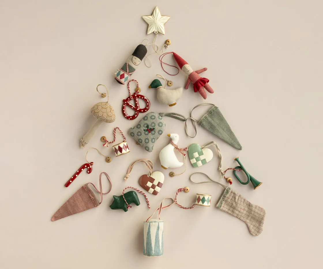 Cheap Maileg Cornet ornament, Checker - Petrol