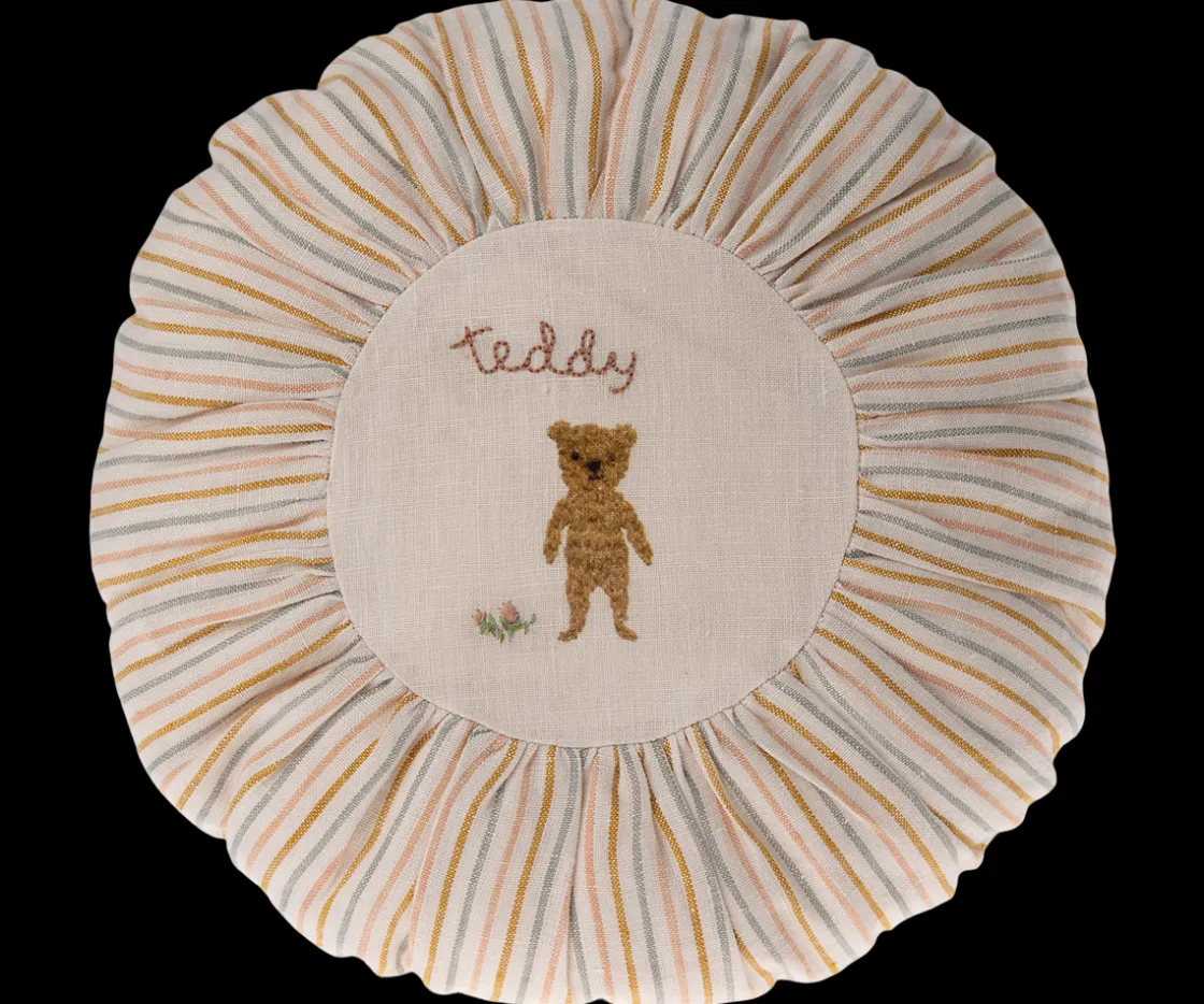 Fashion Maileg Cushion, Round, Small - Teddy, striped