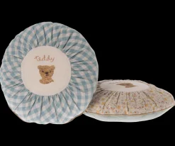 Clearance Maileg Cushion, Round, Small - Teddy, checked