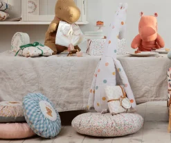 Clearance Maileg Cushion, Round, Small - Teddy, checked