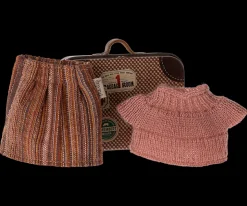 Hot Maileg Knitted blouse and skirt in suitcase, Grandma mouse