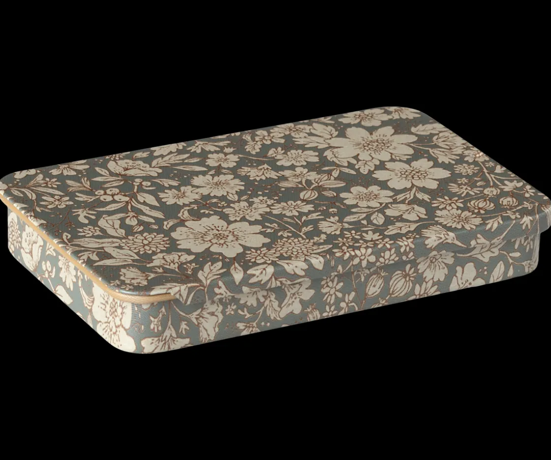 Clearance Maileg Metal box w. sliding lid, Blossom - Blue