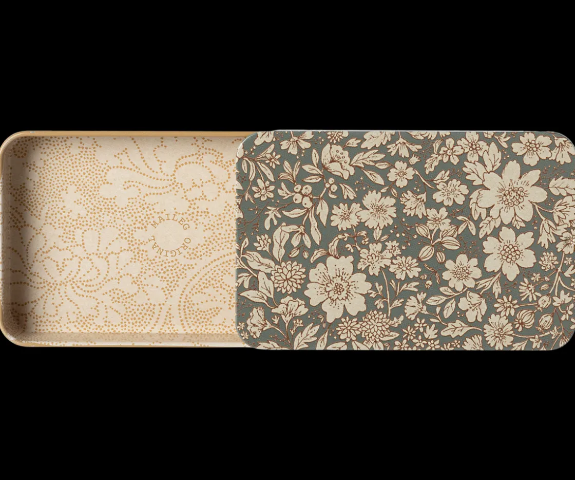 Clearance Maileg Metal box w. sliding lid, Blossom - Blue