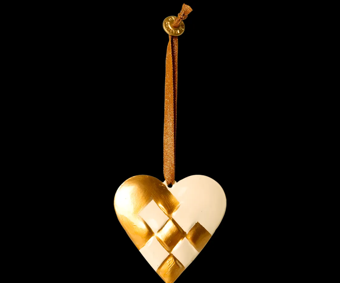 Best Maileg Metal ornament, Braided heart - Gold