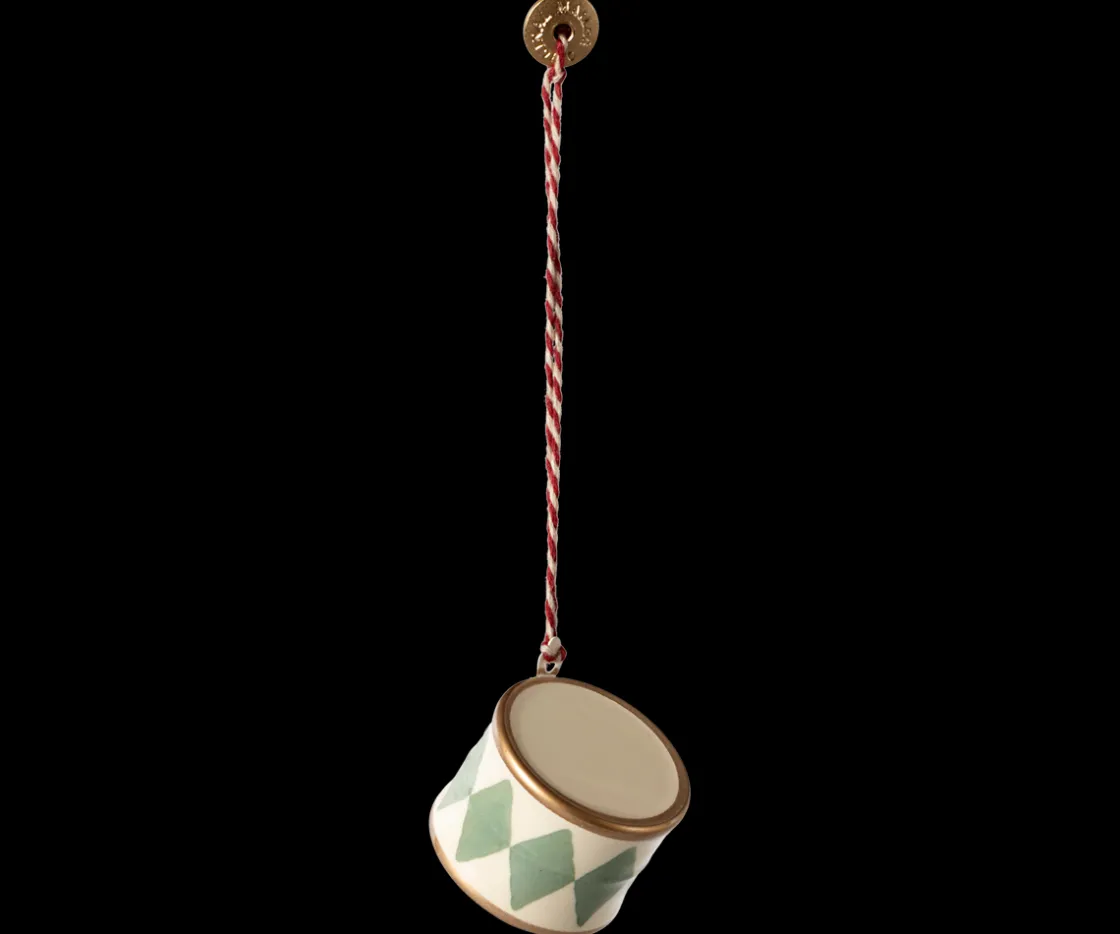 Online Maileg Metal ornament, Small drum - Mint