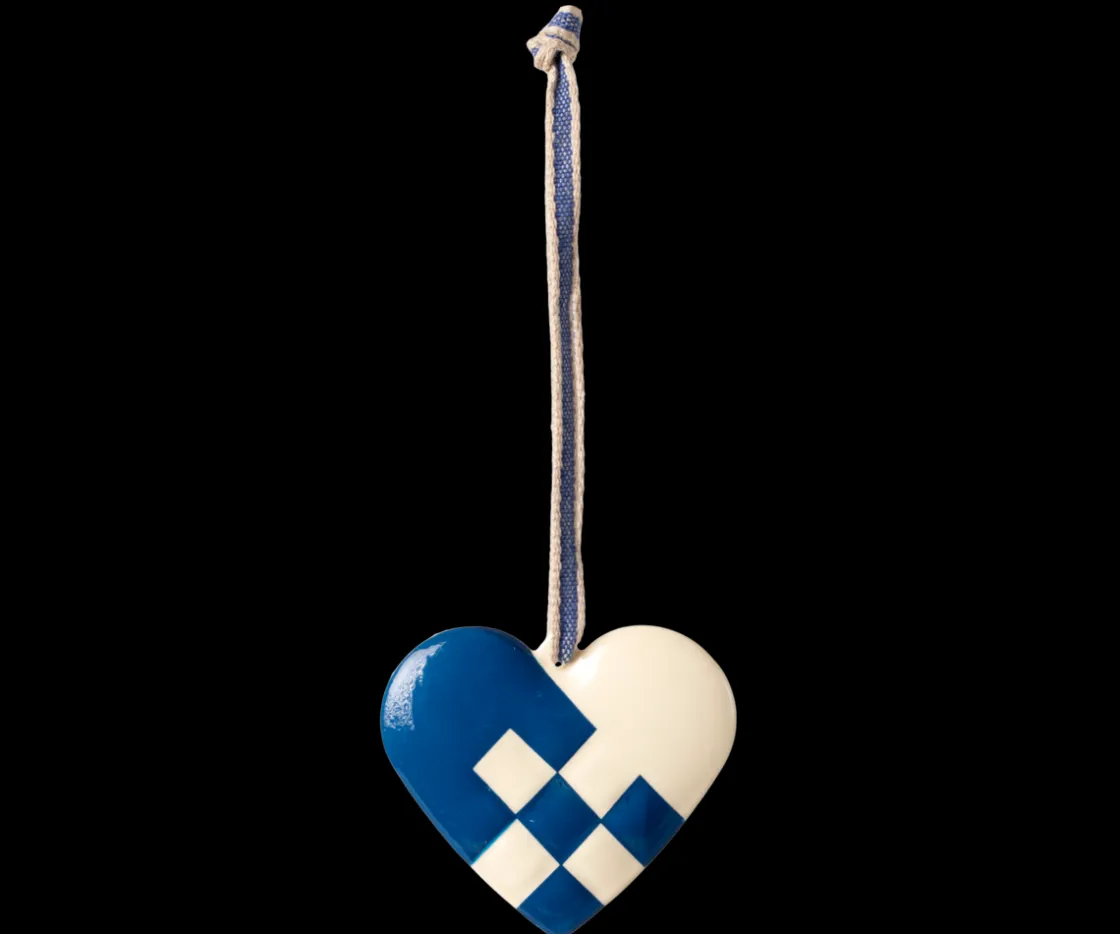 Discount Maileg Metal ornament, Small heart - Dark blue