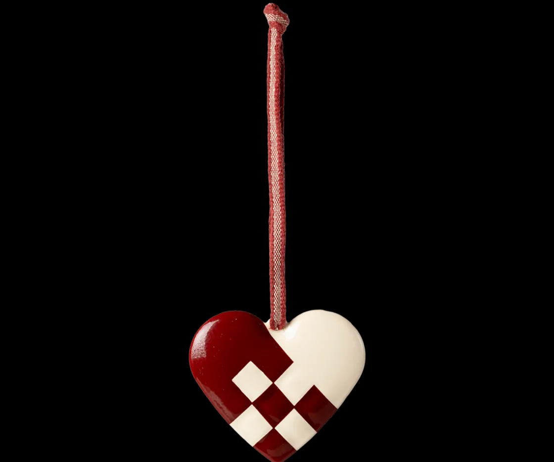 Cheap Maileg Metal ornament, Small heart - Red