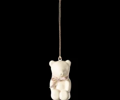 New Maileg Metal ornament, Teddy bear - Off white/Rose