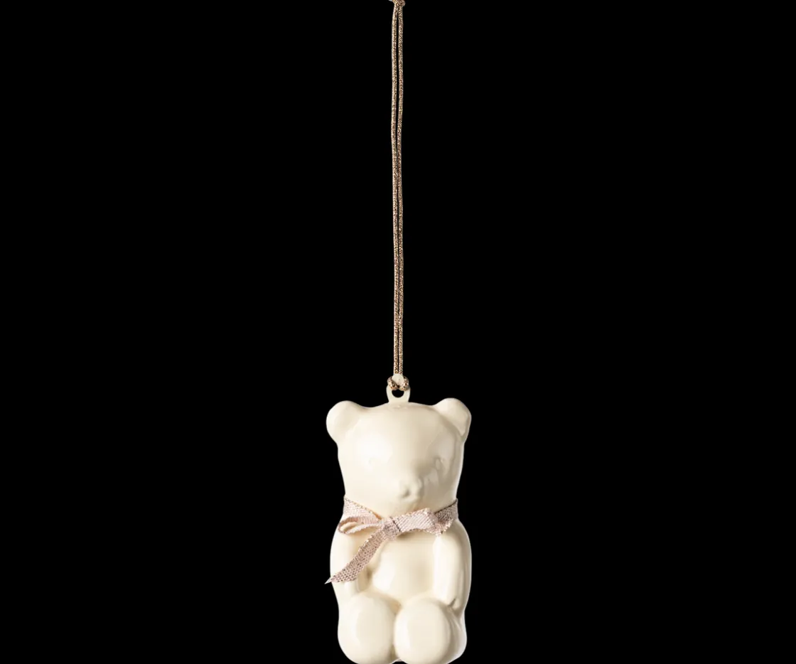 New Maileg Metal ornament, Teddy bear - Off white/Rose