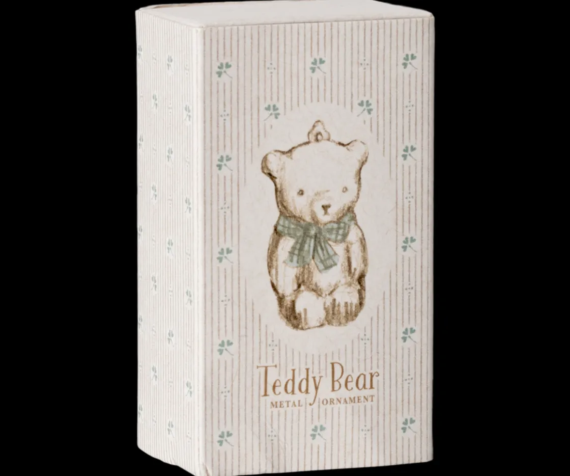 Best Maileg Metal ornament, Teddy bear - Off white/Blue