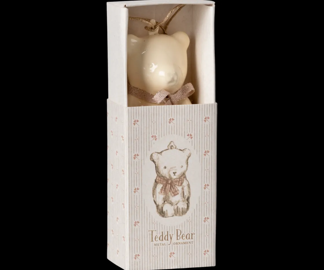 New Maileg Metal ornament, Teddy bear - Off white/Rose