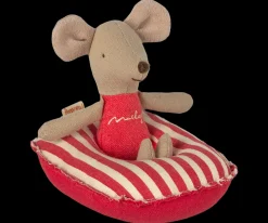 New Maileg Rubber boat, Small mouse - Red stripe