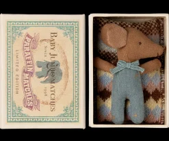 Store Maileg Sleepy wakey baby mouse in matchbox - Blue