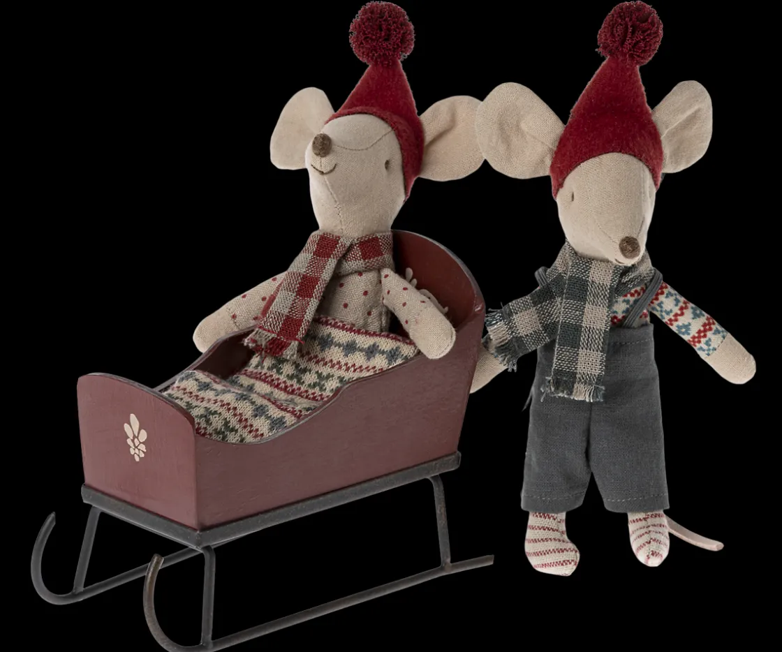 Best Maileg Sleigh, Mouse - Red