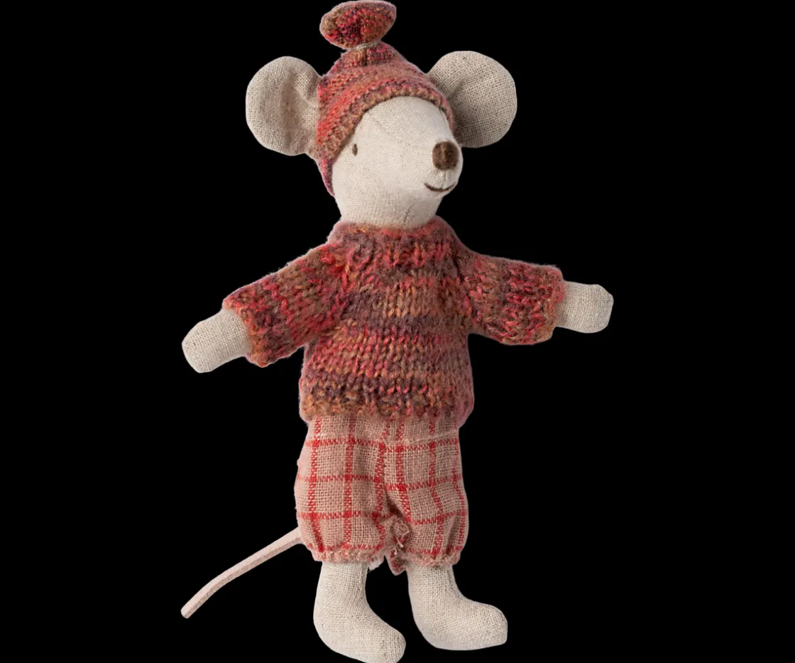 Clearance Maileg Winter mouse with ski set, Big sister - Rose