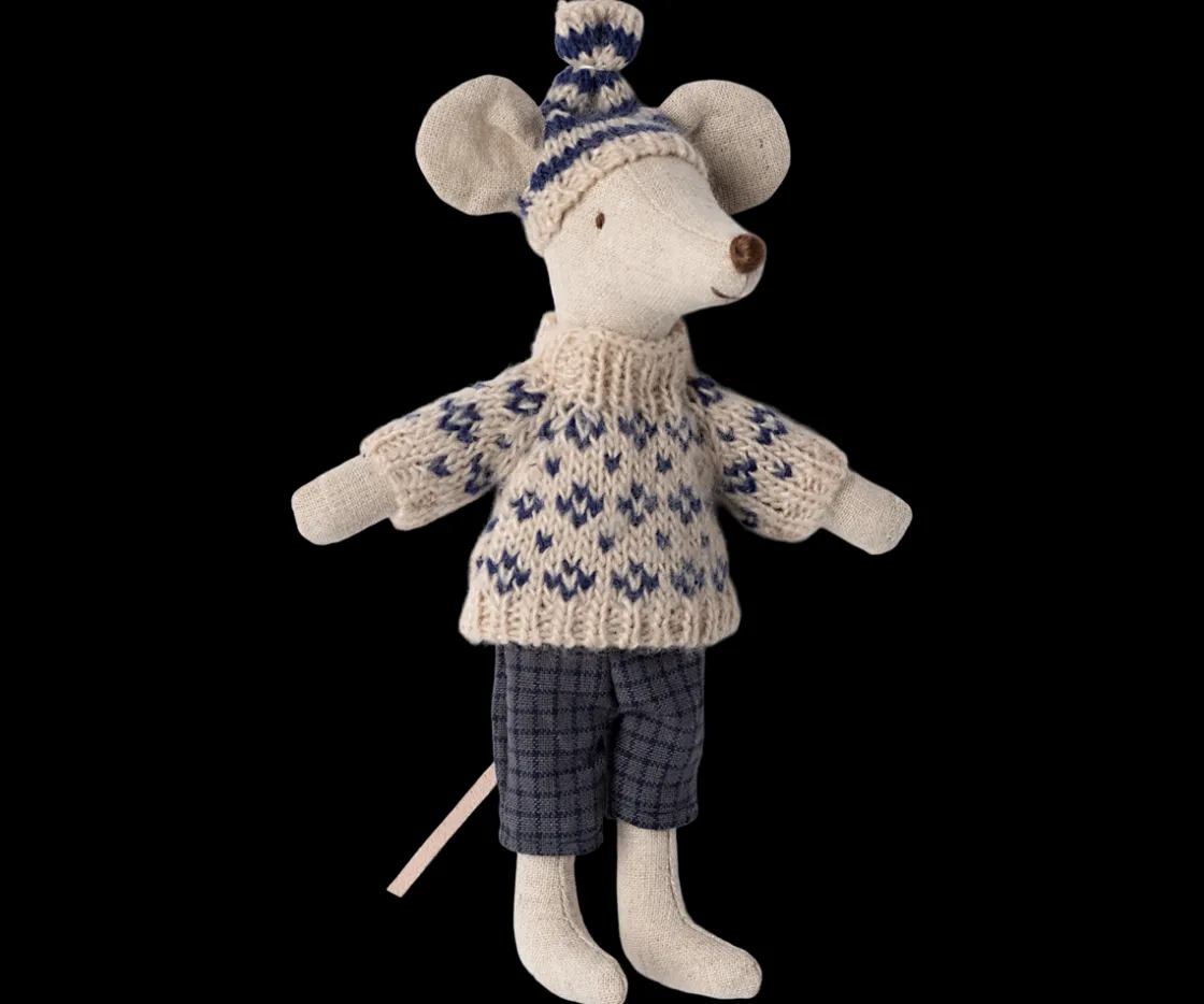 Outlet Maileg Winter mouse with ski set, Dad - Blue