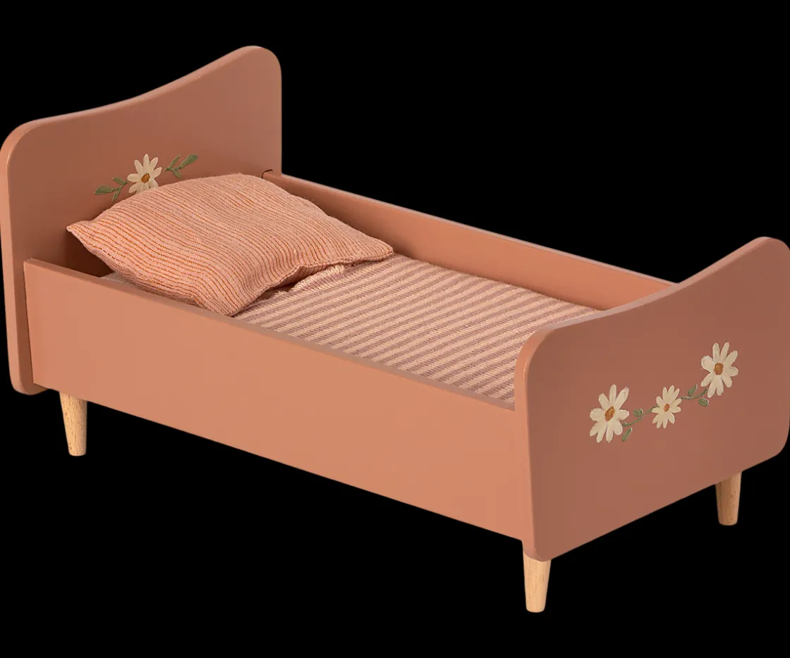 New Maileg Wooden bed, Mini - Rose