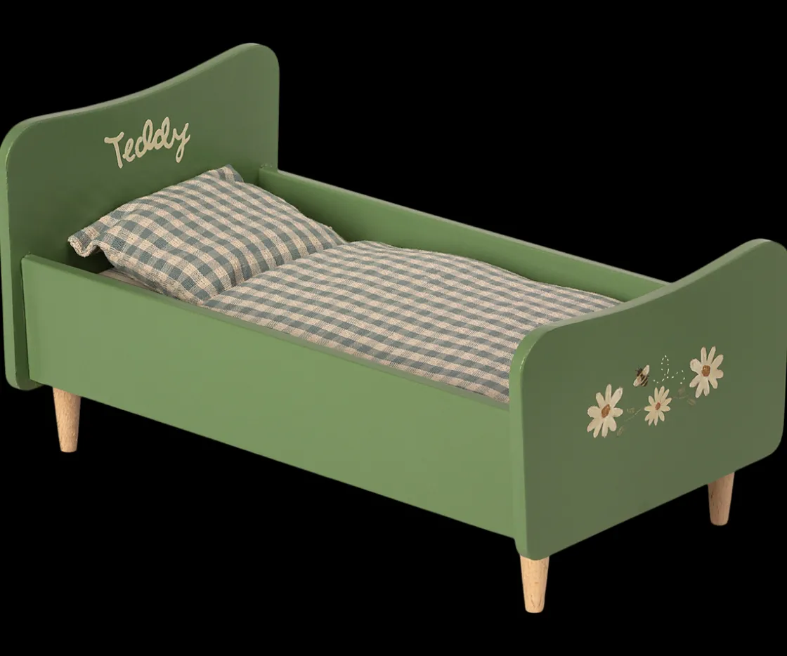 Hot Maileg Wooden bed, Teddy dad - Dusty green